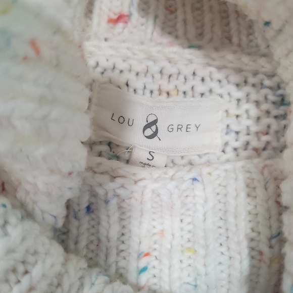 Lou & Grey Funnel Neck oversized cozy rainbow chip sweater size Small - Picture 13 of 15